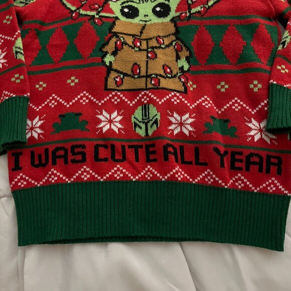Star Wars Mandalorian The Child Baby Yoda Knit Ugly Sweater. - Picture 2 of 6